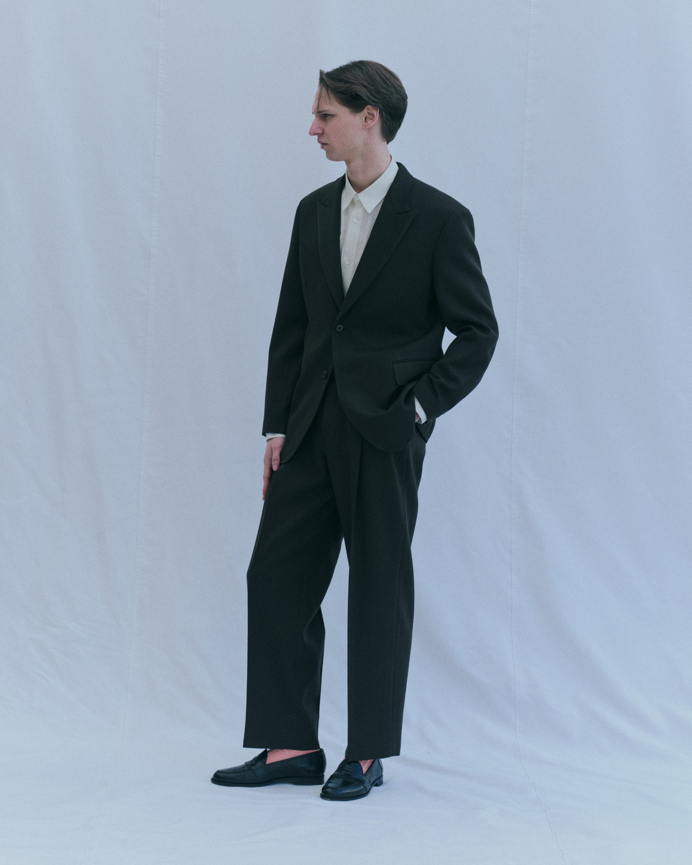 Super 160s Washable Wool Oxford / Square Shirt, Pearl Gray