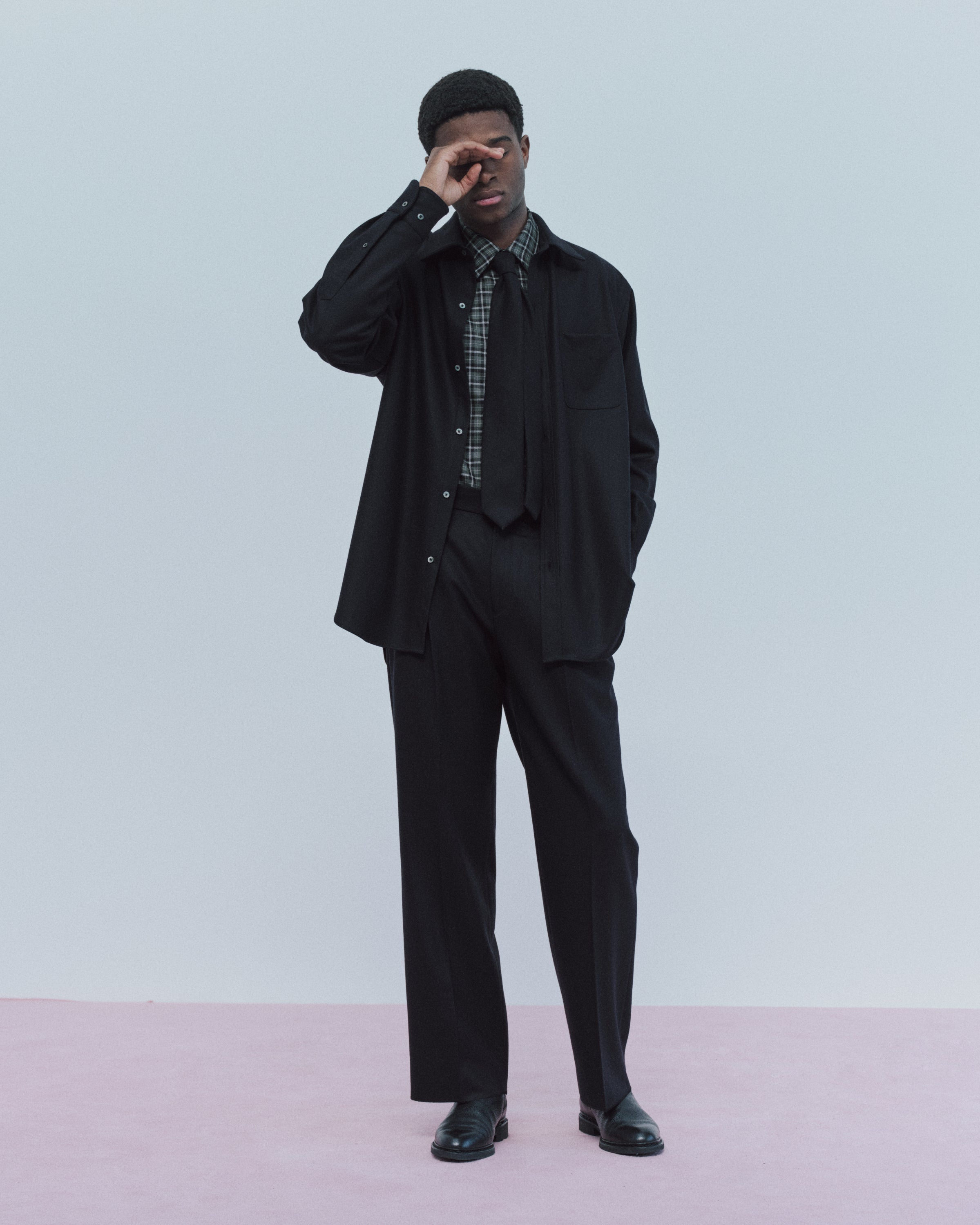2/2/96 Wool Flannel / Regular Fit Dress Shirt, Black