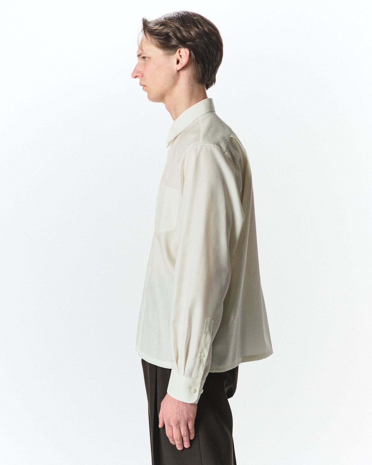 Super 160s Washable Wool Oxford / Square Shirt, Pearl Gray