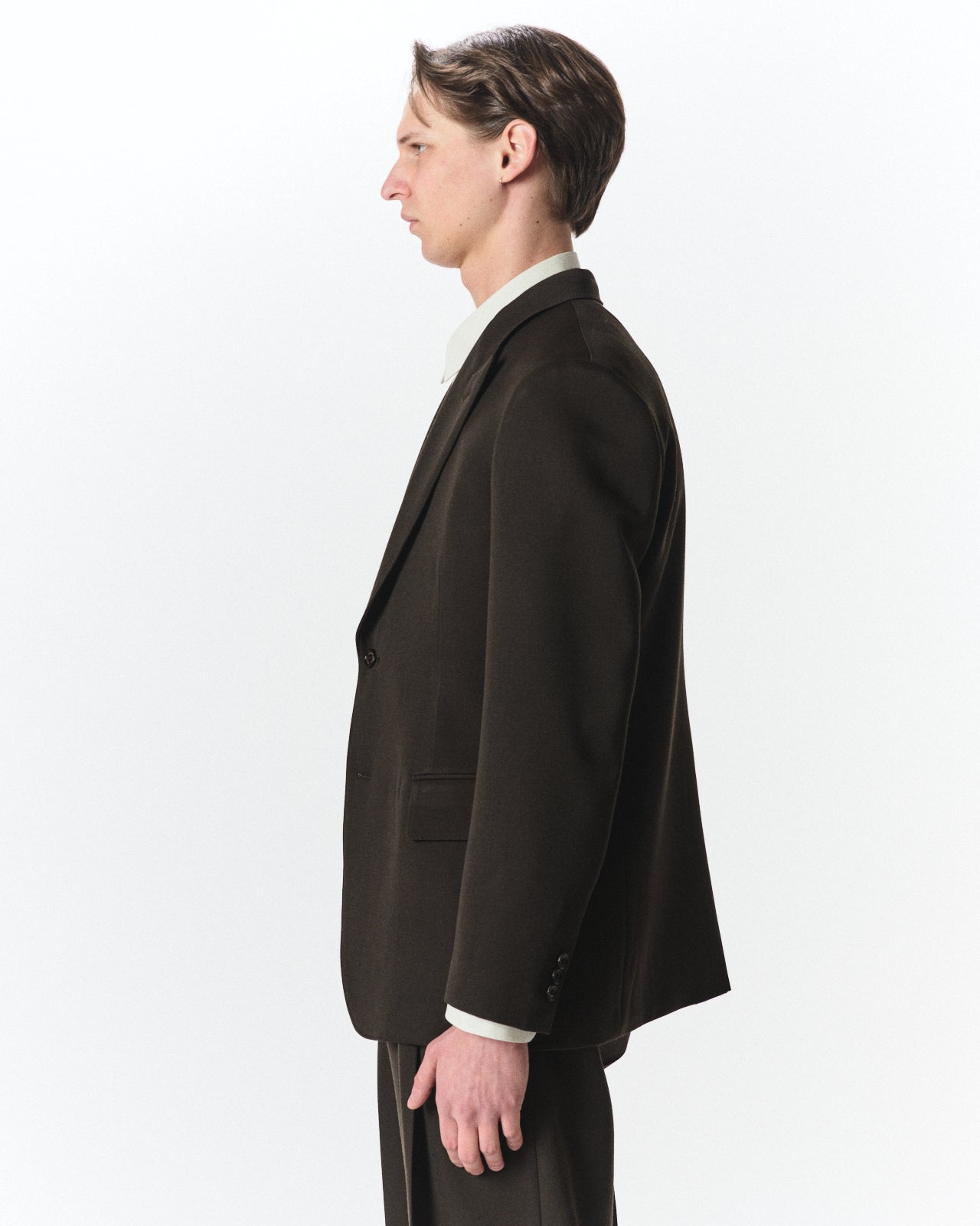 Polwarth Tuxedo Cloth / Peaked Lapel Two Button Jacket, Dark Olive
