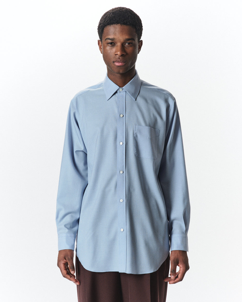 Super 160s Washable Wool Oxford / Regular Fit Dress Shirt, Saxe