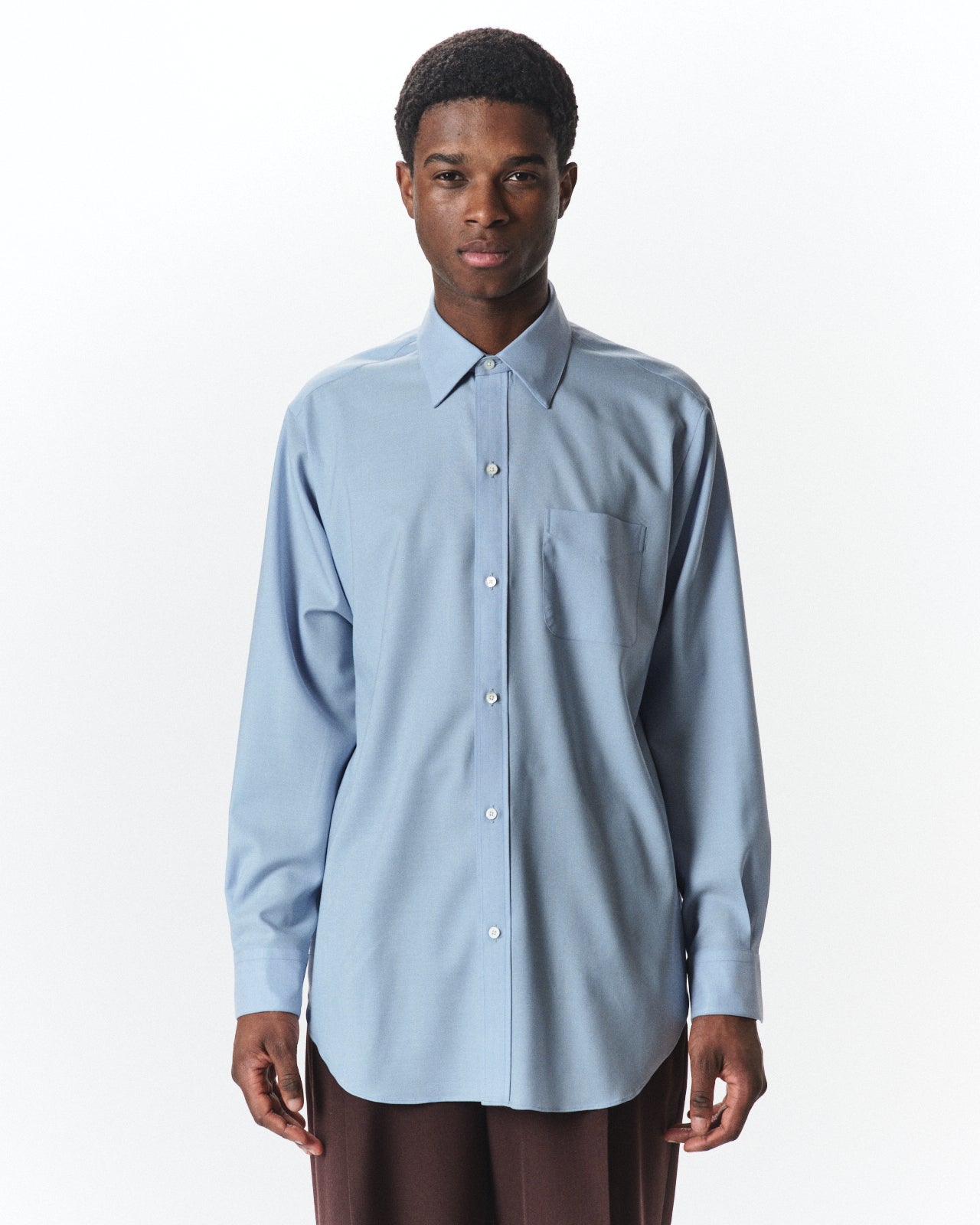 Super 160s Washable Wool Oxford / Regular Fit Dress Shirt, Saxe