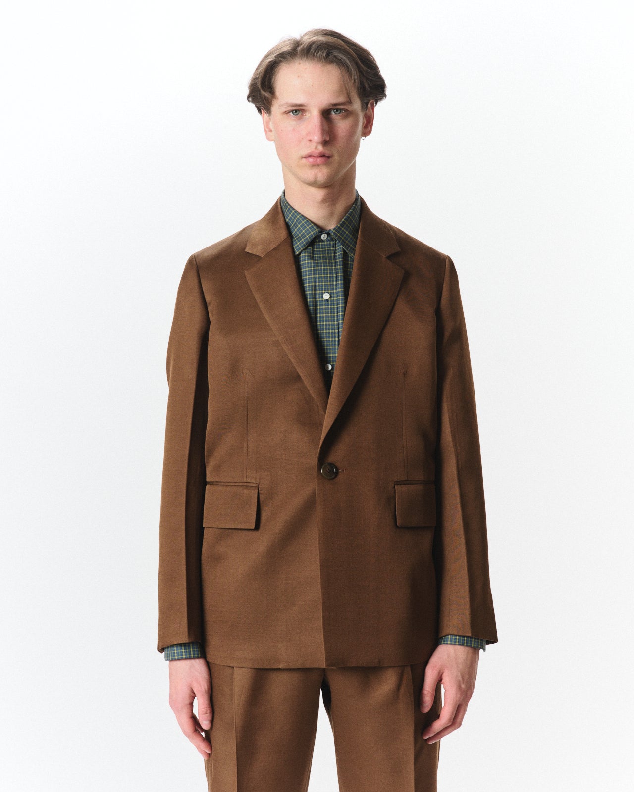 Bratac Silk × Organic Wool Double Cloth / Square Jacket, Amber