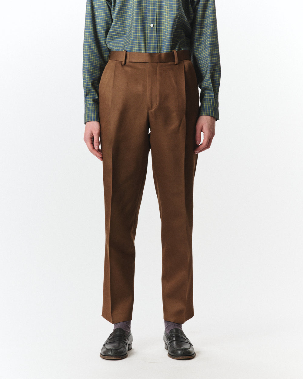 Bratac Silk × Organic Wool Double Cloth / Anton Trousers, Amber