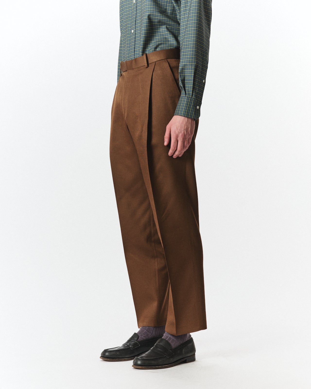 Bratac Silk × Organic Wool Double Cloth / Anton Trousers, Amber