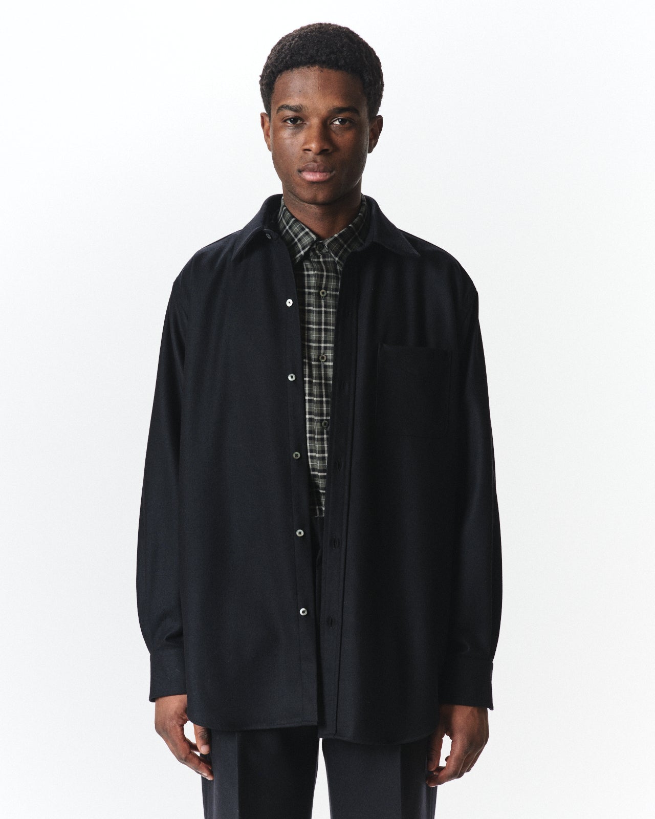 2/2/96 Wool Flannel / Regular Fit Dress Shirt, Black