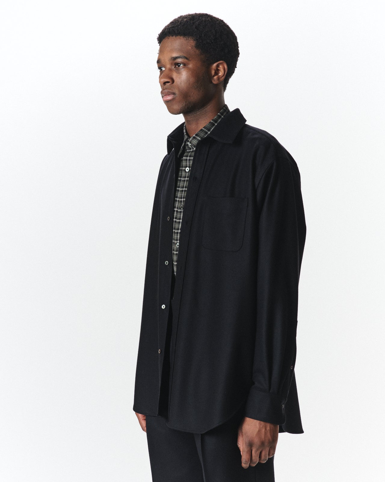 2/2/96 Wool Flannel / Regular Fit Dress Shirt, Black