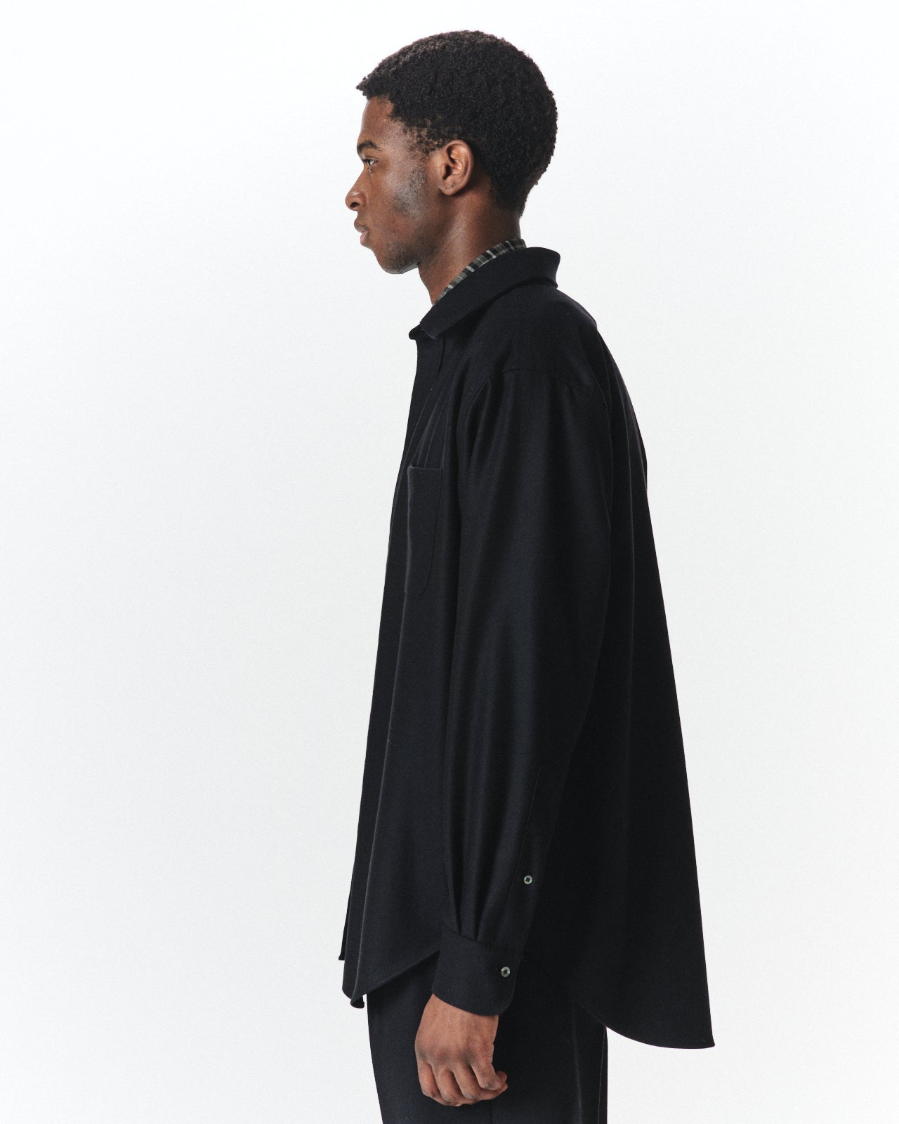 2/2/96 Wool Flannel / Regular Fit Dress Shirt, Black