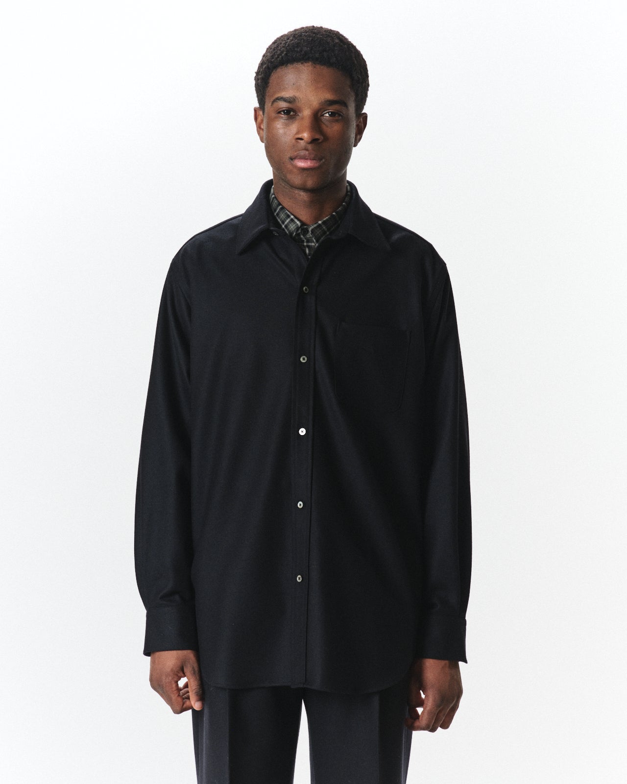 2/2/96 Wool Flannel / Regular Fit Dress Shirt, Black