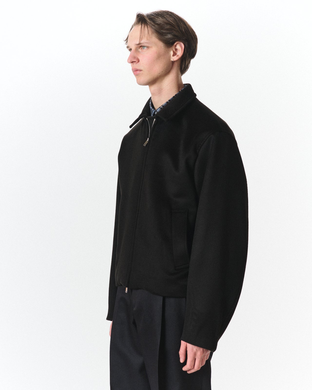 Cashmere Double Faced Cloth / Worker Jacket, Black