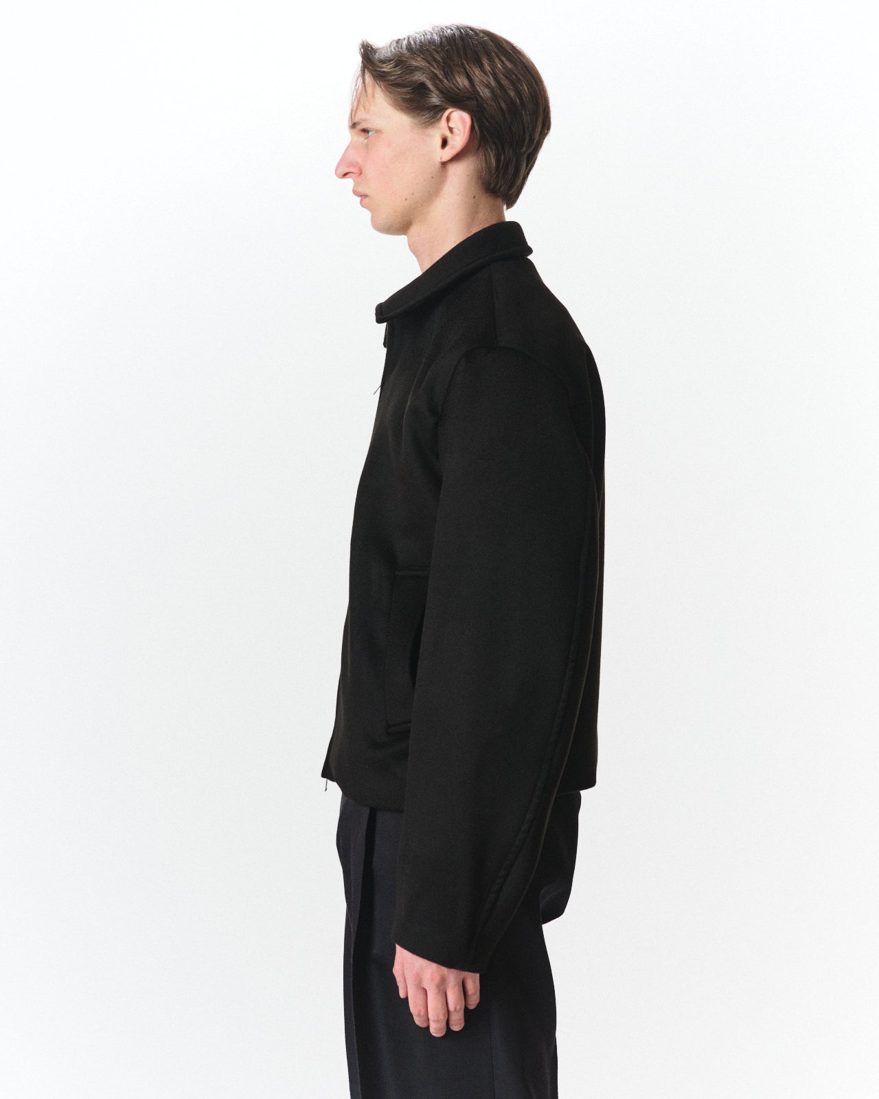 Cashmere Double Faced Cloth / Worker Jacket, Black