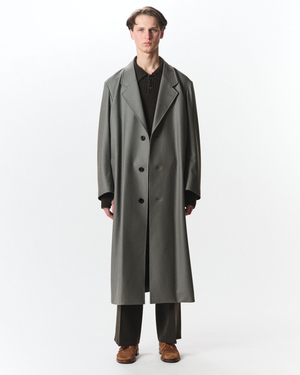2/2/96 Wool Flannel / Long Overcoat, Steel Gray