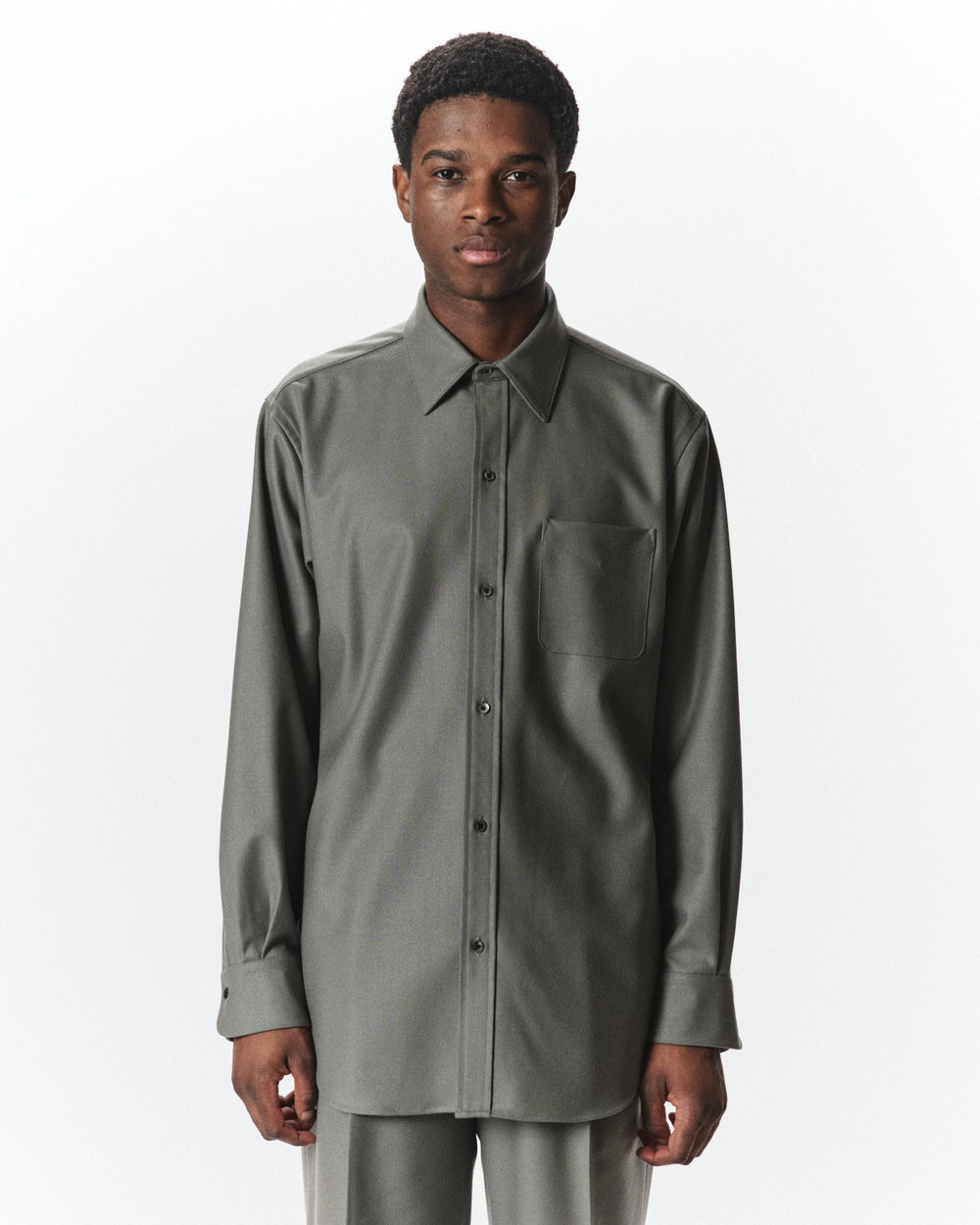 2/2/96 Wool Flannel / Regular Fit Dress Shirt, Steel Gray