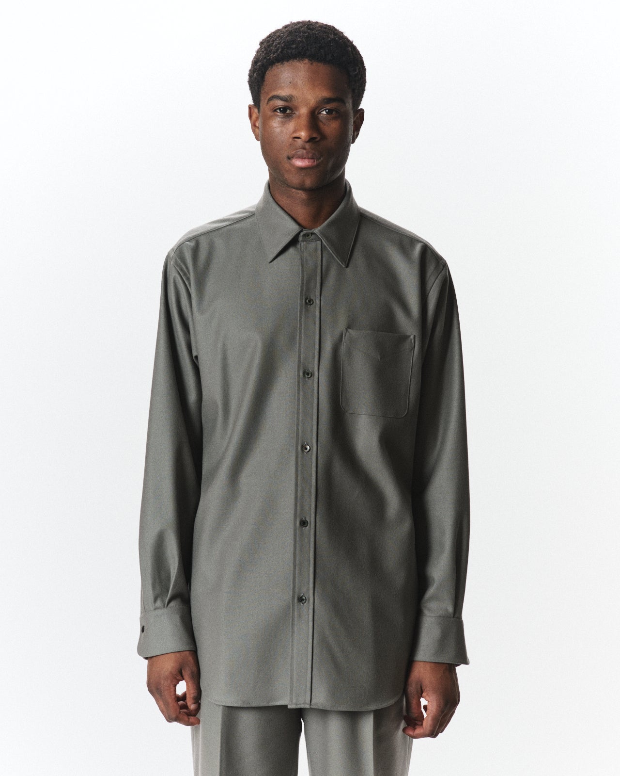 2/2/96 Wool Flannel / Regular Fit Dress Shirt, Steel Gray