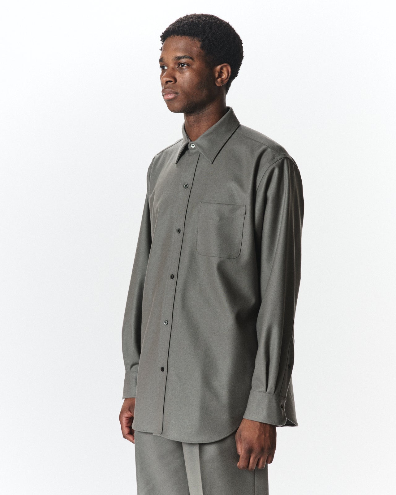 2/2/96 Wool Flannel / Regular Fit Dress Shirt, Steel Gray