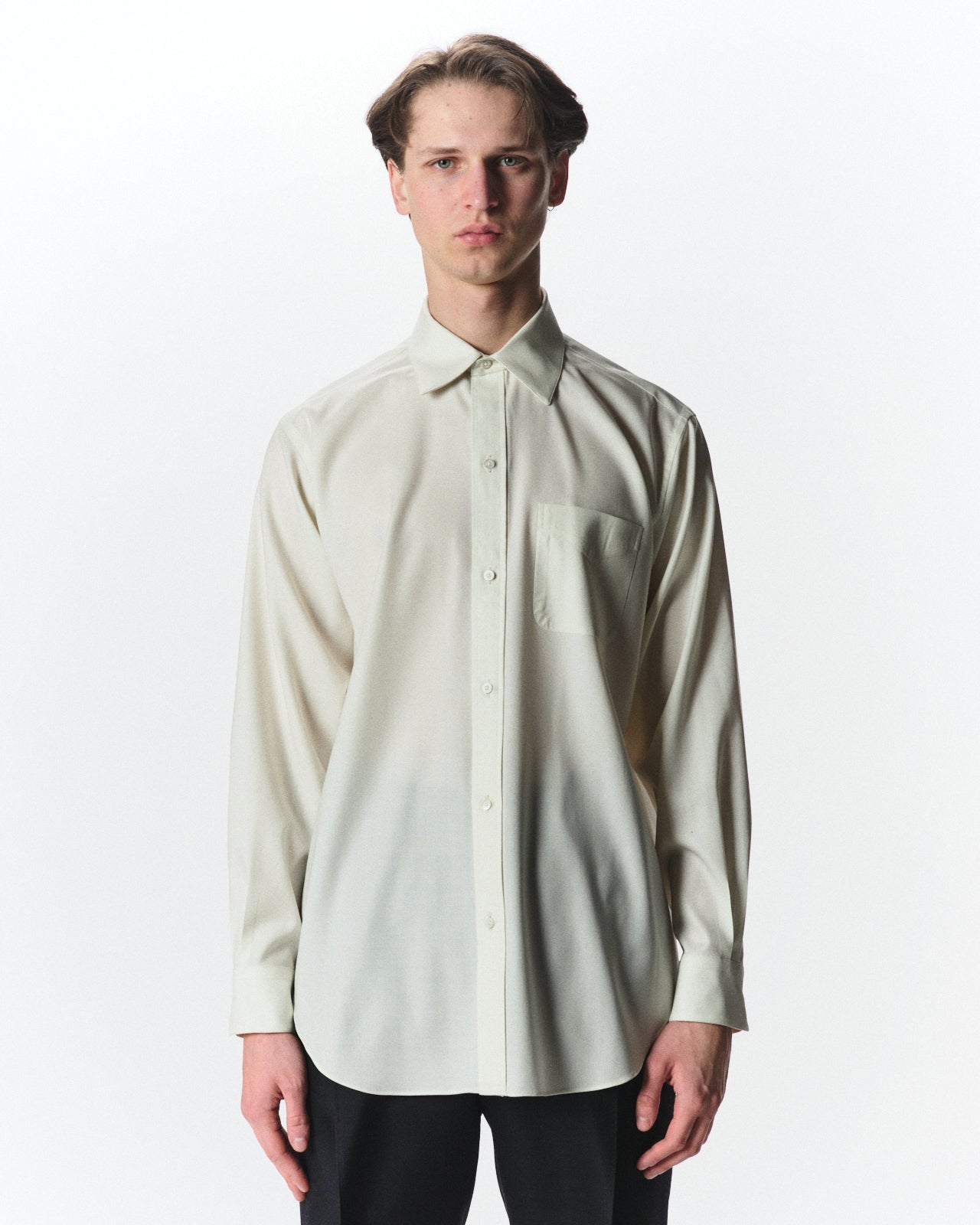 Super 160s Washable Wool Oxford / Regular Fit Dress Shirt, , Pearl Gray