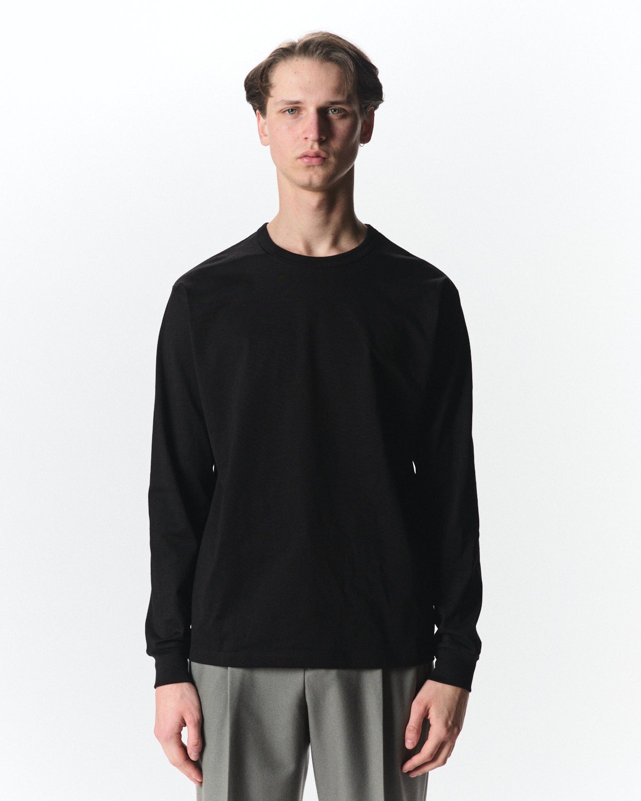 オーガニックGIZA 60/3天竺 サバイバルクロス® / L/SリラックスフィットTee, Black