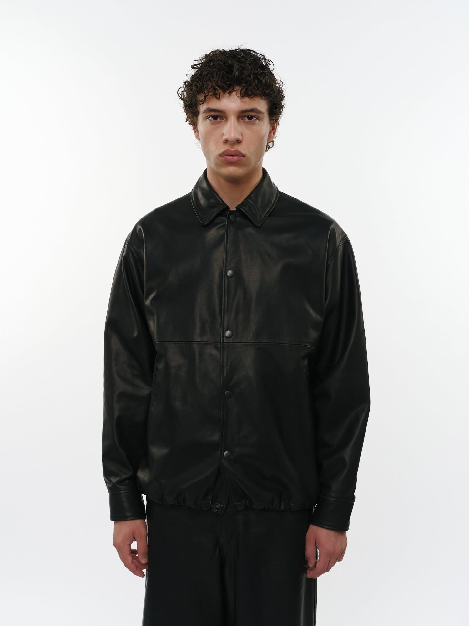 シープレザー / レザーコーチジャケット, Black