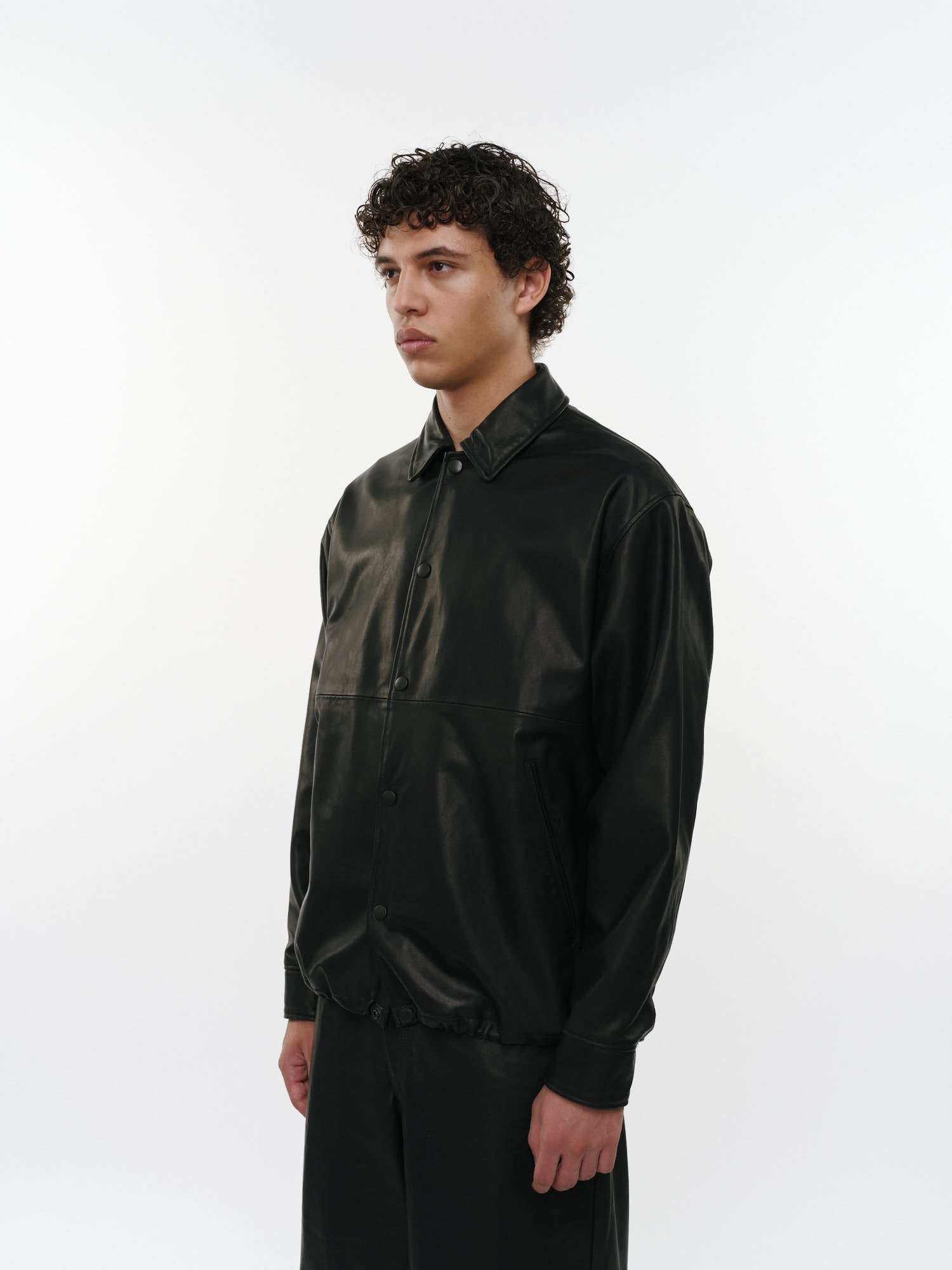 シープレザー / レザーコーチジャケット, Black