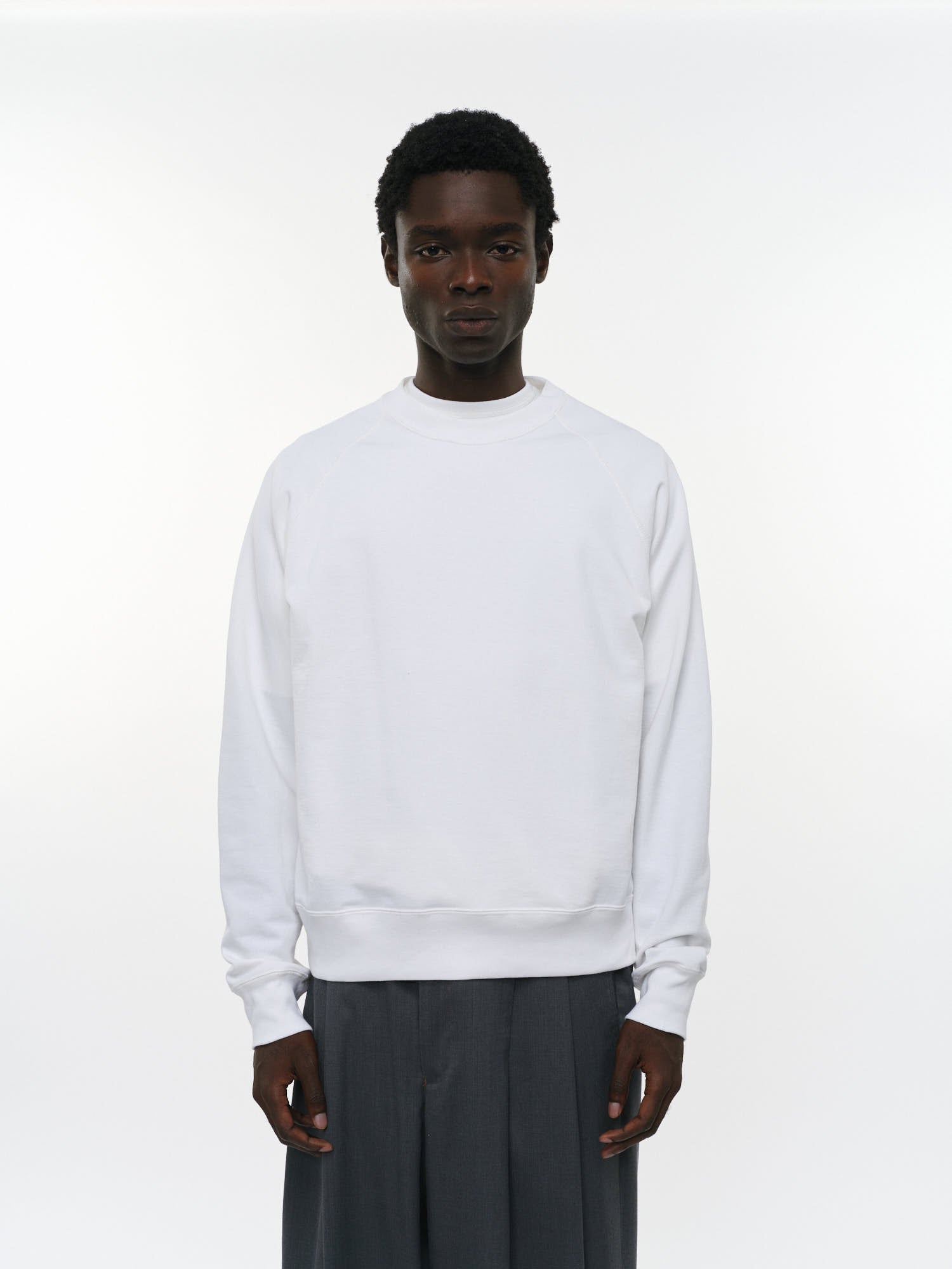 オーガニック超長綿空紡インレイ / ラグランクルーネック, White