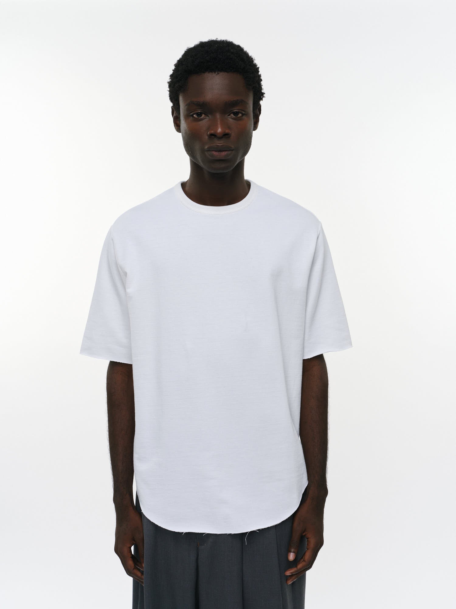 オーガニック超長綿空紡インレイ / ラウンドヘムクルーネックS/S, White