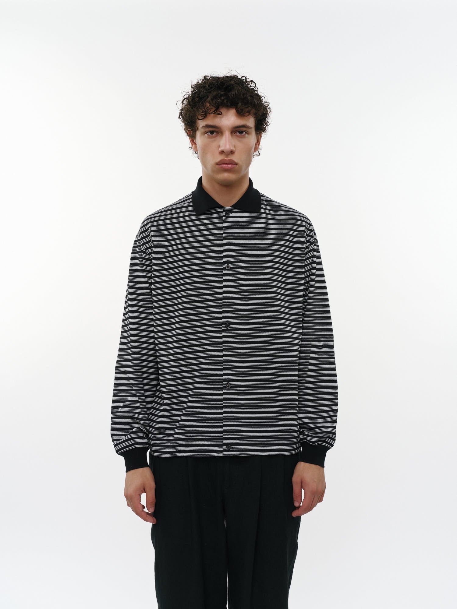 オーガニックコットン強燃ドライカノコ / シャツカーディガン, Black Border