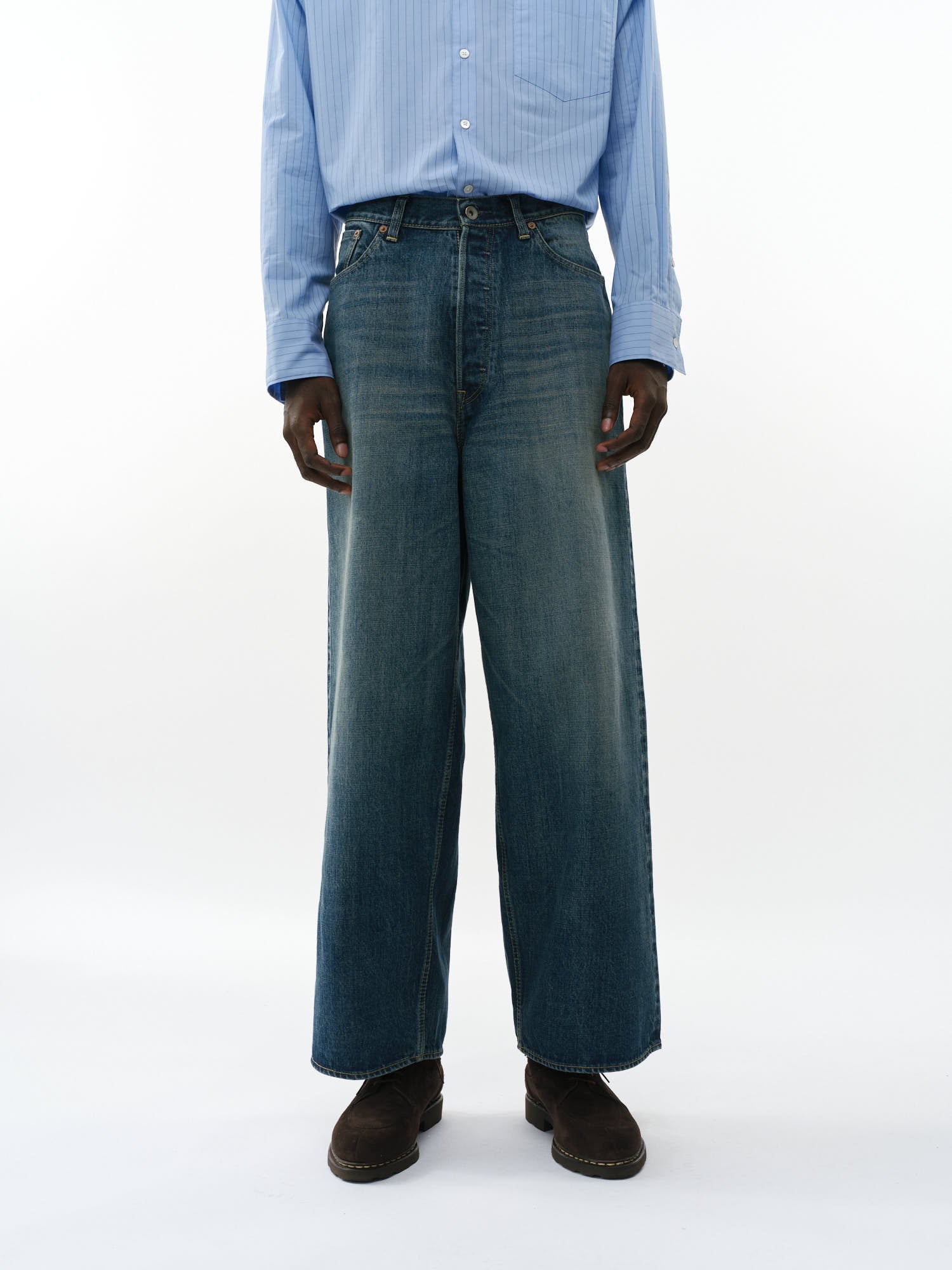 オーガニックコットン13.5ozセルビッチデニム / バギージーンズ, Indigo V.W