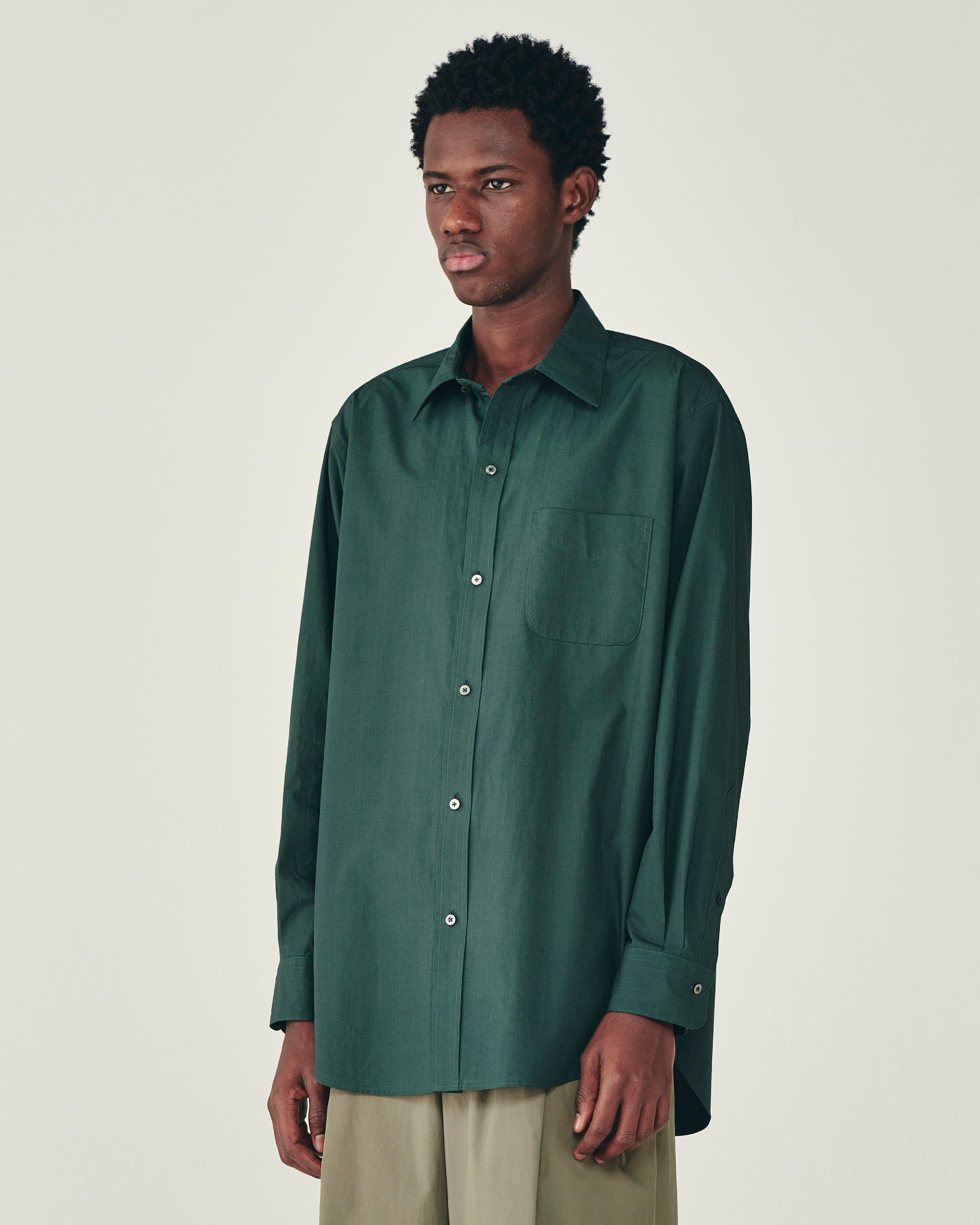 オーガニックGIZA80/1タイプライター / レギュラーフィットドレスシャツ, Dark Slate Green
