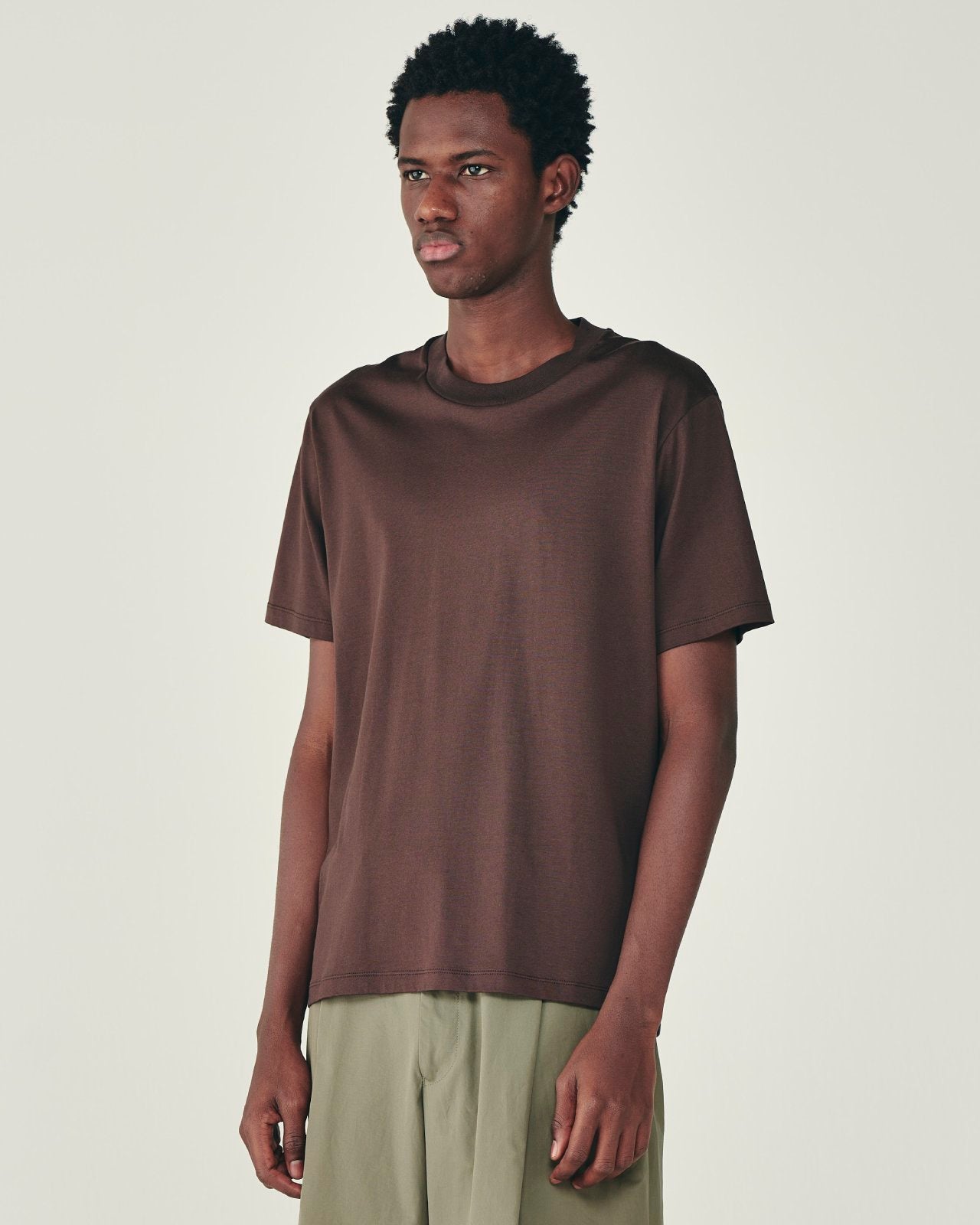 オーガニックGIZA70/2天竺 / レギュラーフィットTee, Brown