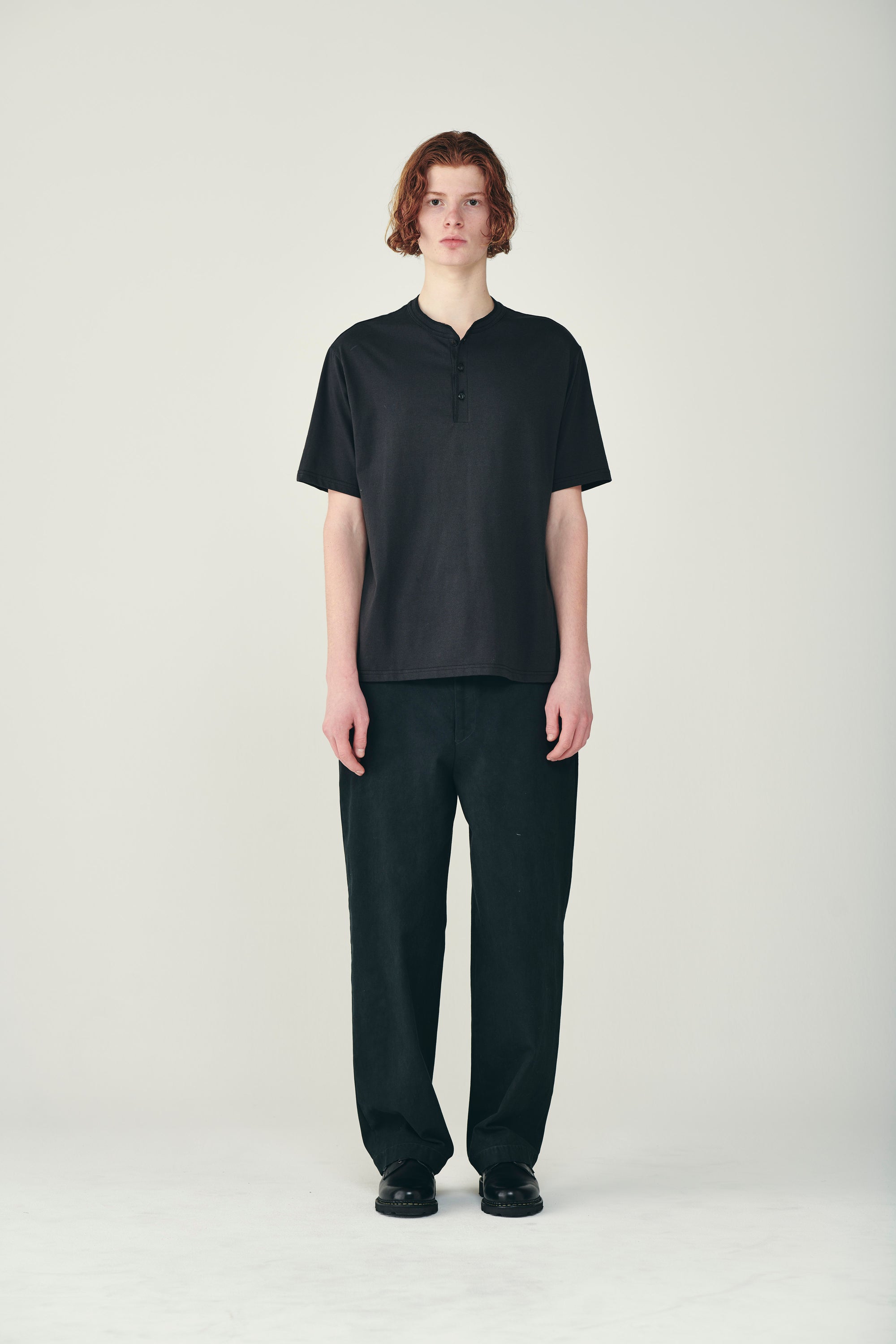 30/1オーガニックコットン空紡天竺 / ヘンリーネックTee, Ink Black