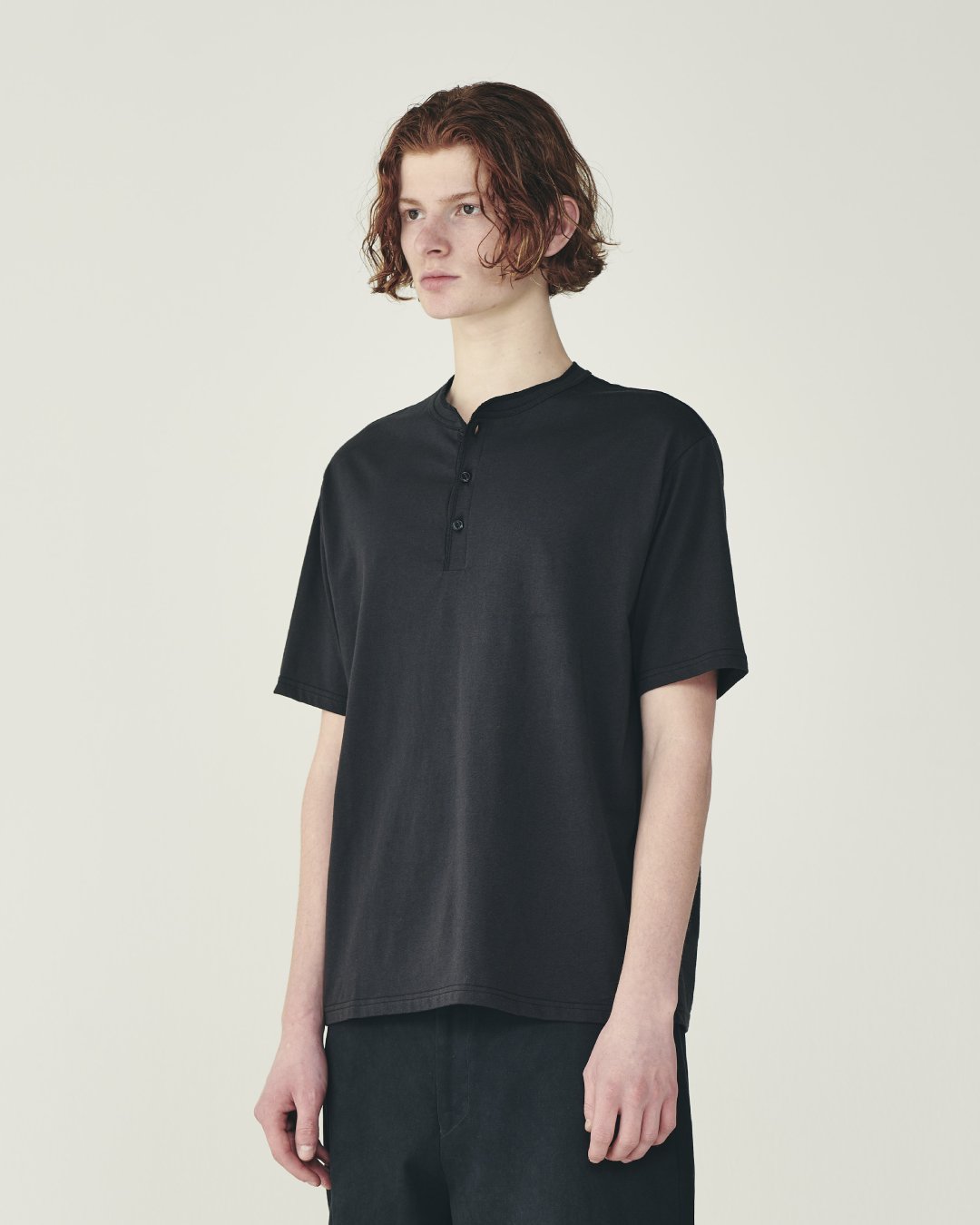 30/1オーガニックコットン空紡天竺 / ヘンリーネックTee, Ink Black