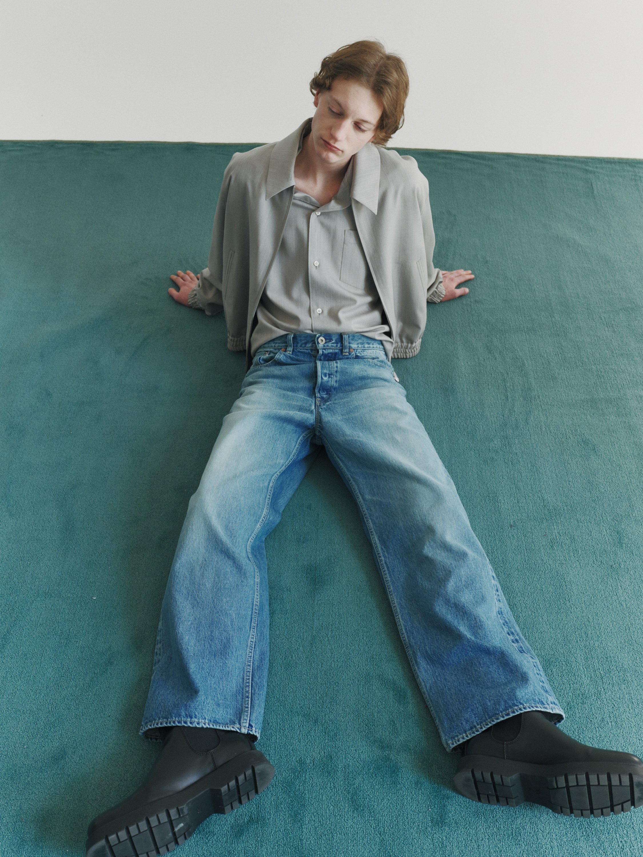 2/60 Wool Tropical Melange / Zip Blouson, Light Gray