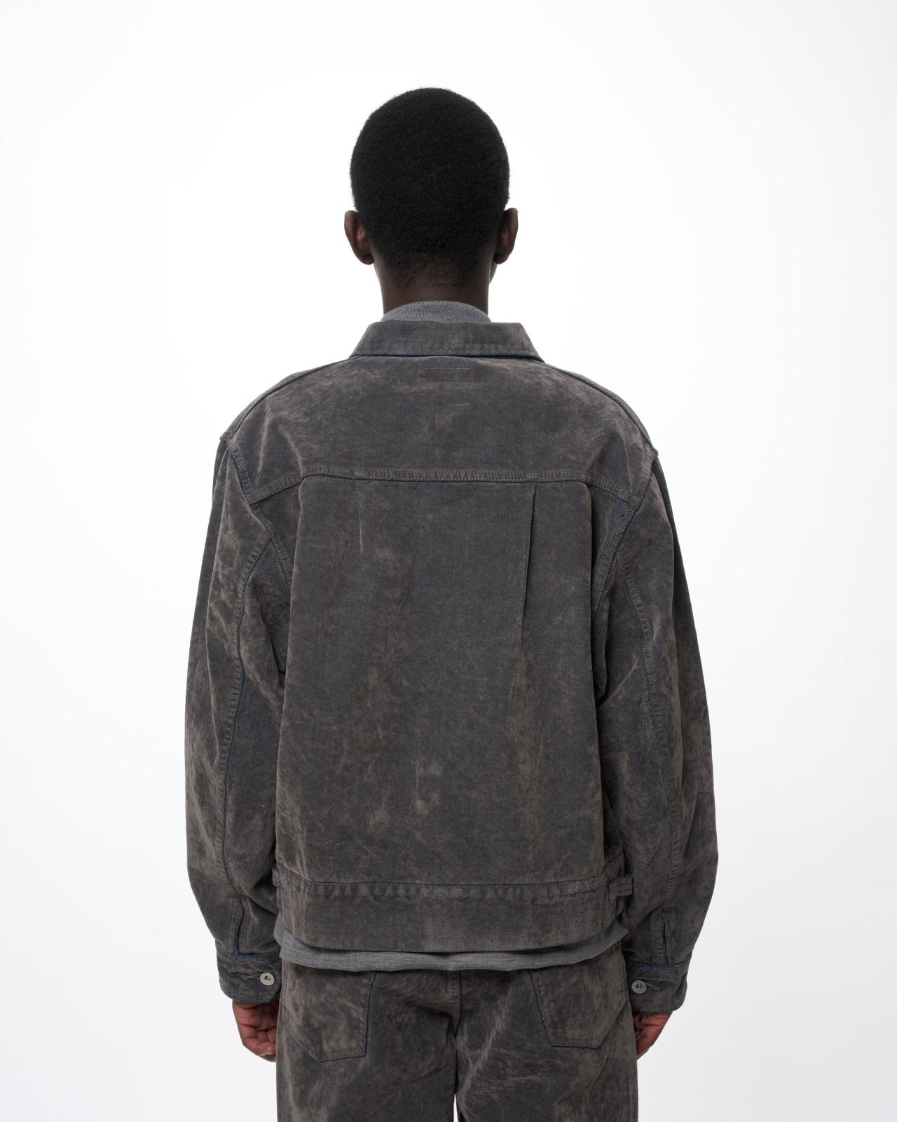 Velvet-Flocked Organic Cotton Denim / Canadian Military Work Jacket, Gray