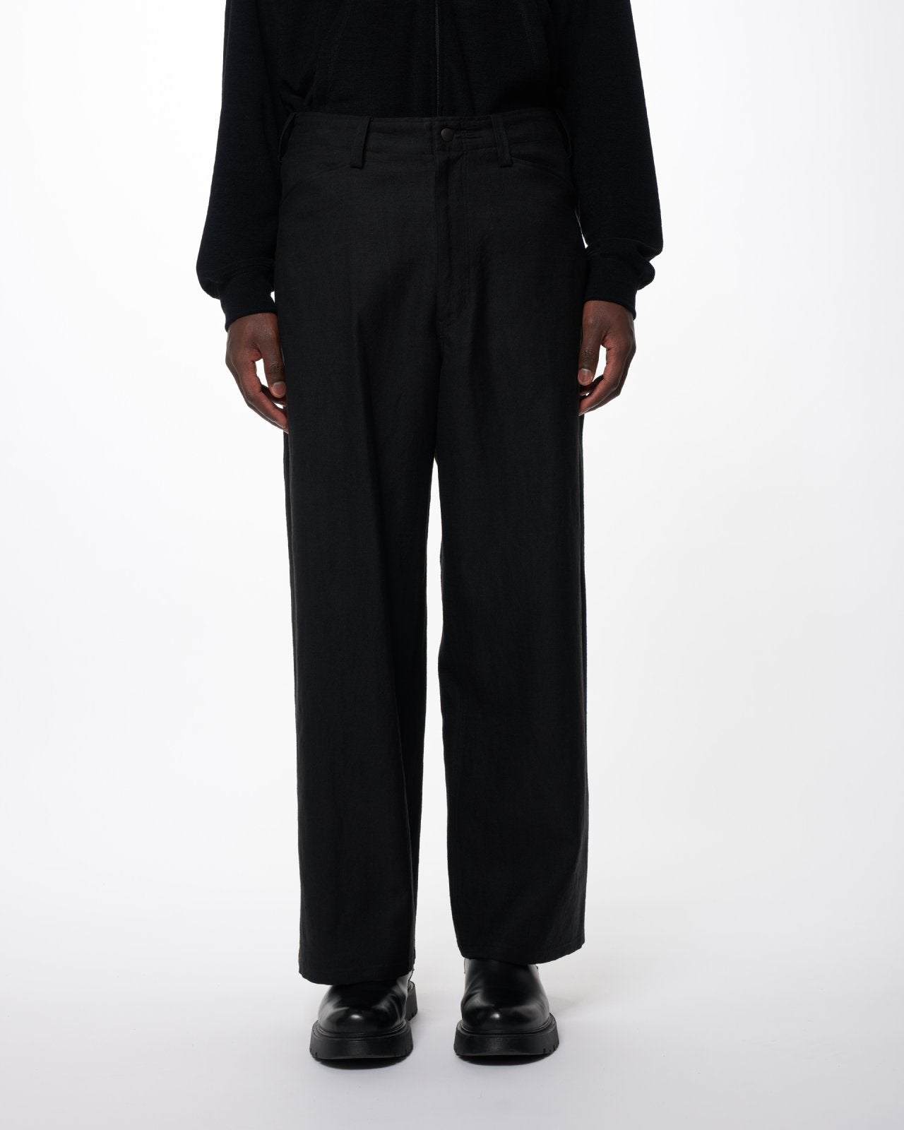 Wool/Linen Moleskin / Work Pants - Type Ben, Black