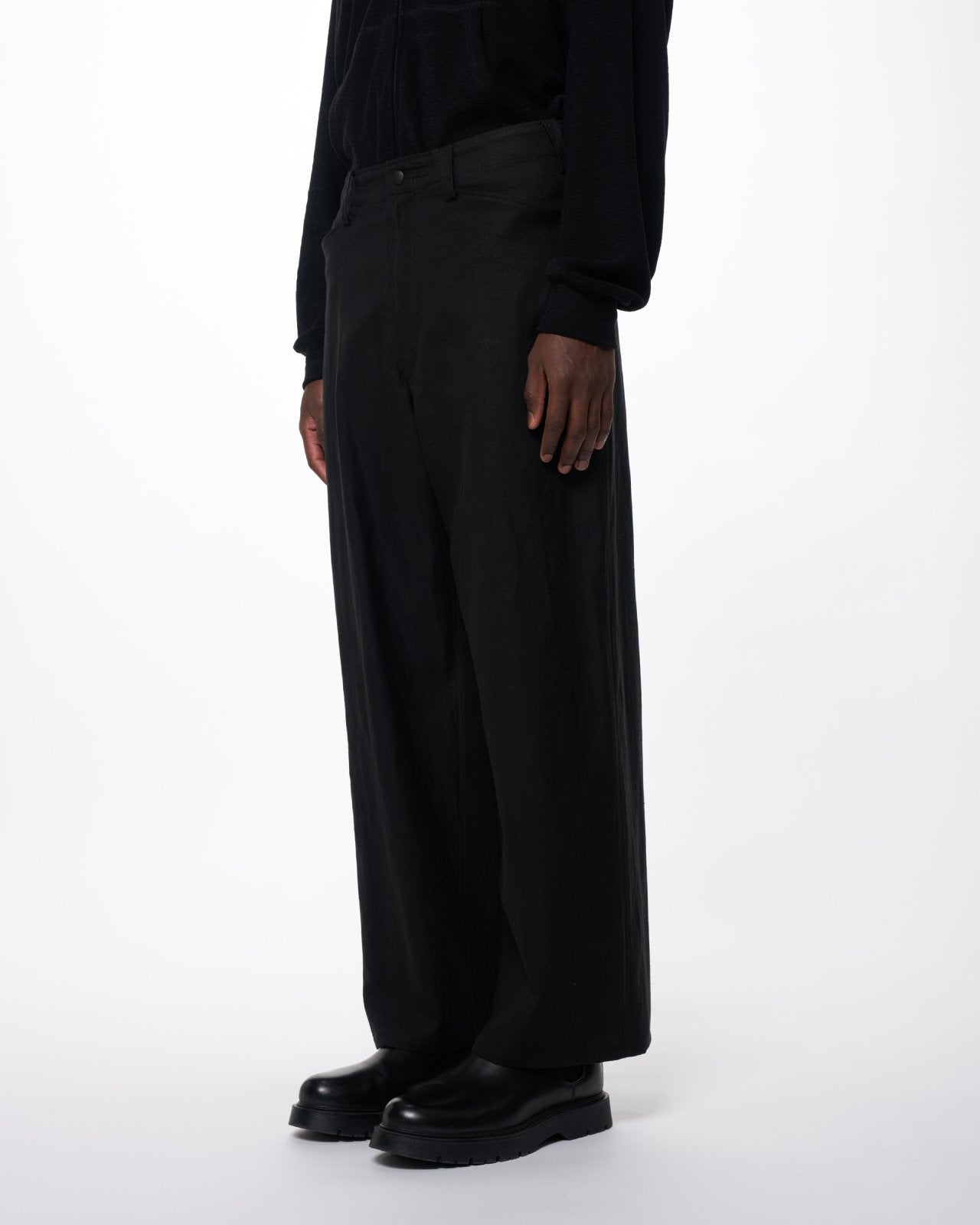 Wool/Linen Moleskin / Work Pants - Type Ben, Black