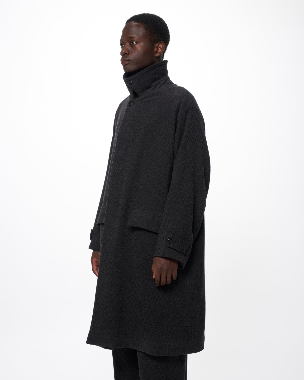 SUPER120s ウールコーデュロイ / ラグランスリーブコート, Top Gray