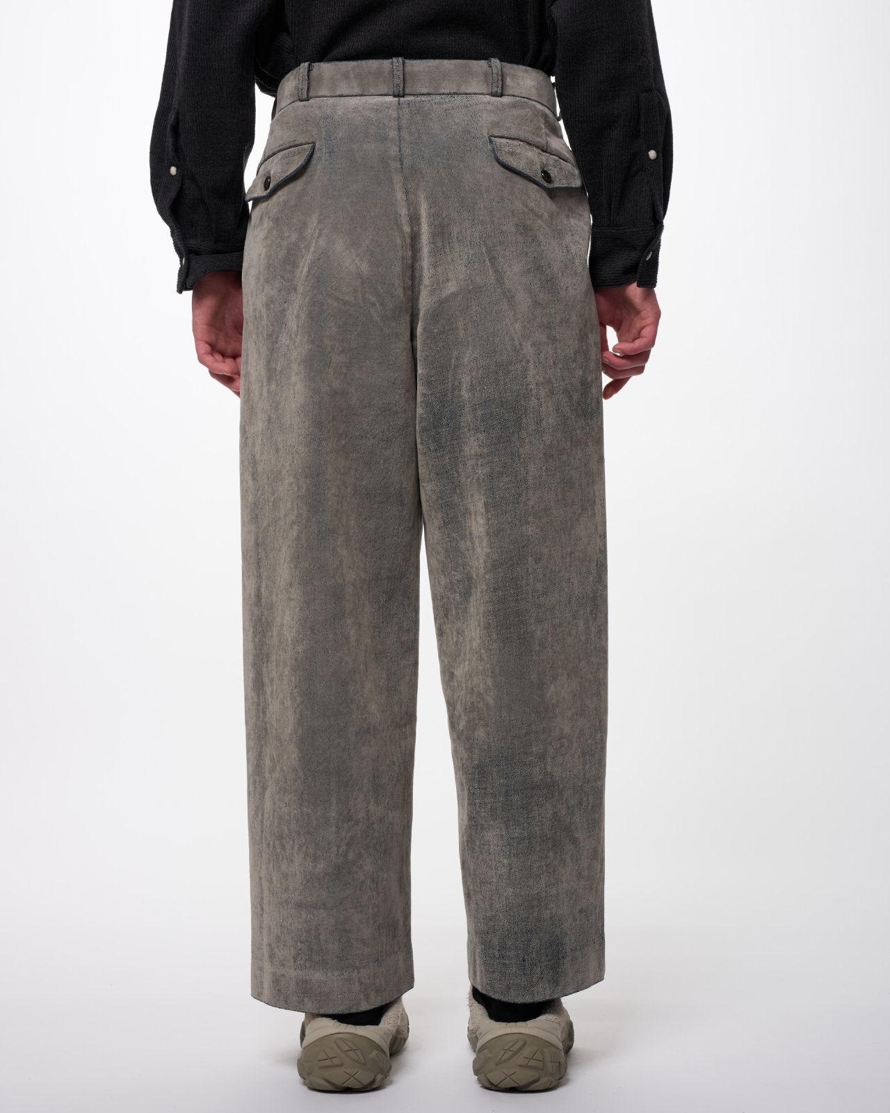 Velvet-Flocked Organic Cotton Denim USMC Slacks, Greige
