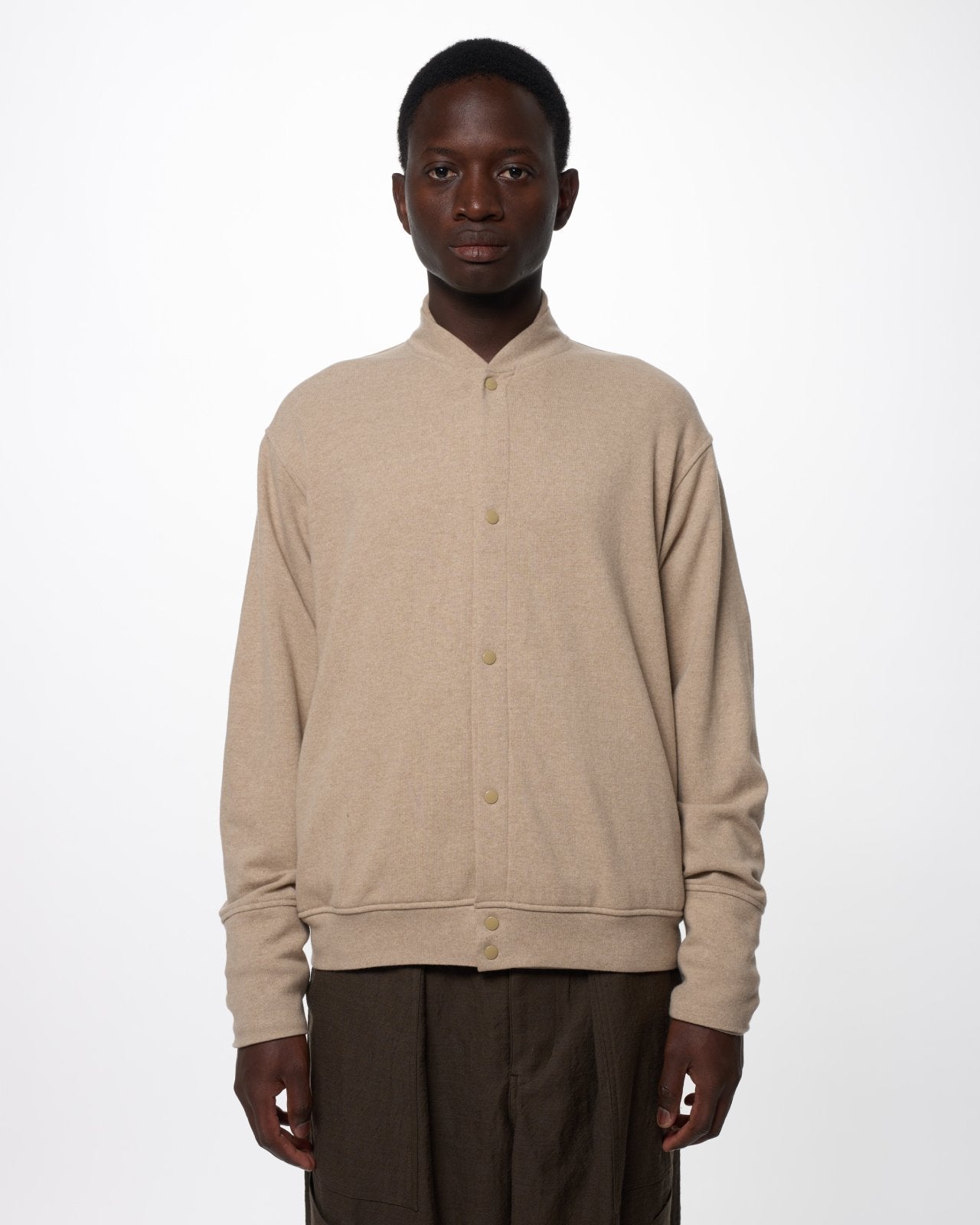 Super 180s Milled Wool Jersey / Snap Jacket, Beige