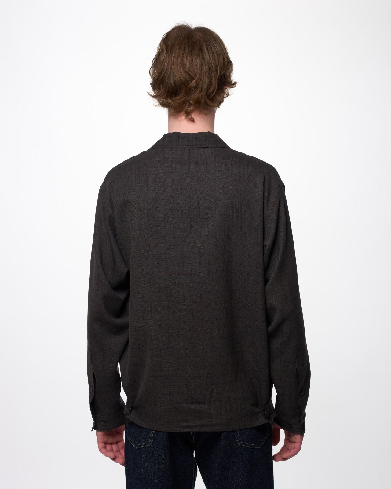 Rws Super 140s High Twist Serge / Open Collar L/S Shirt With Hem Tab