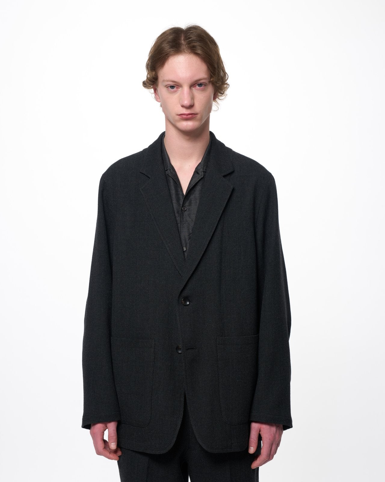 Tumbled Wool Serge / Stroll Around Jacket, Gray Bird’S-Eye