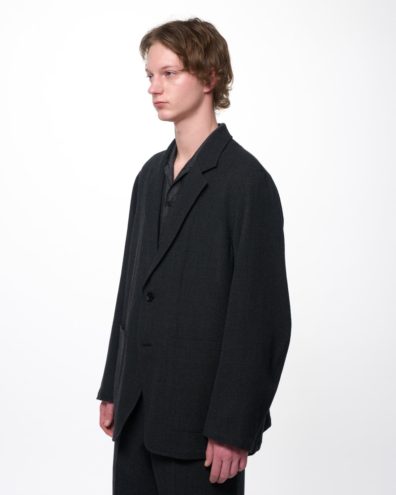 Tumbled Wool Serge / Stroll Around Jacket, Gray Bird’S-Eye