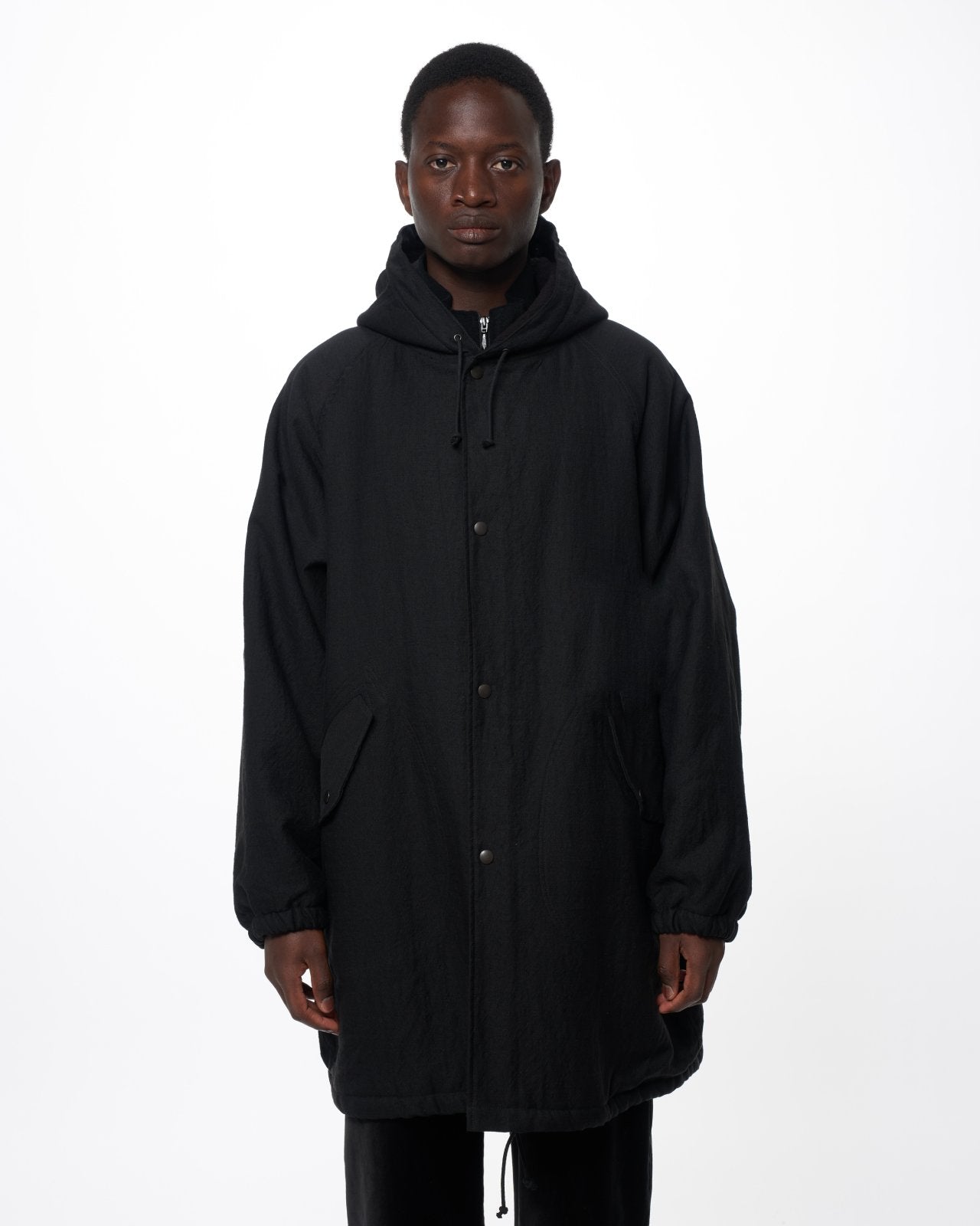 Wool/Linen Moleskin / Military Parka, Black