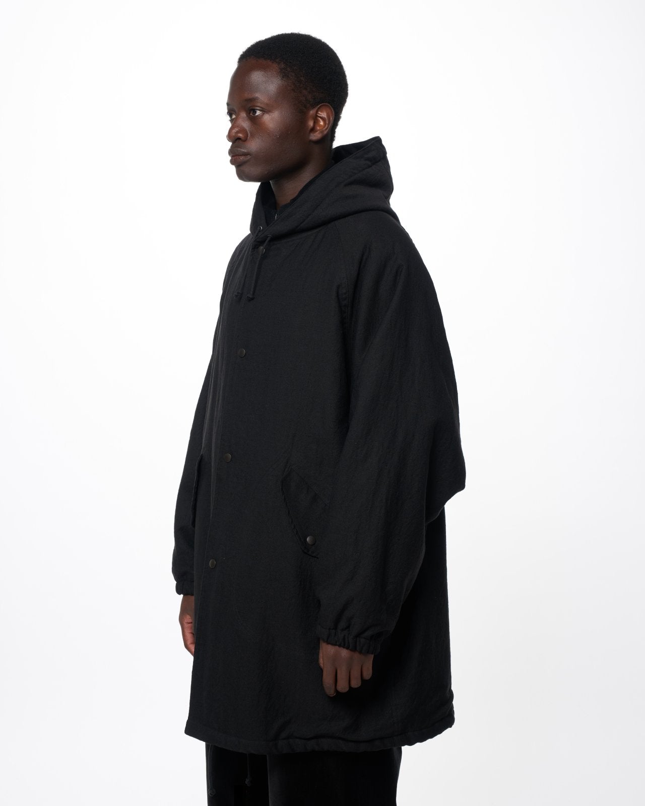 Wool/Linen Moleskin / Military Parka, Black