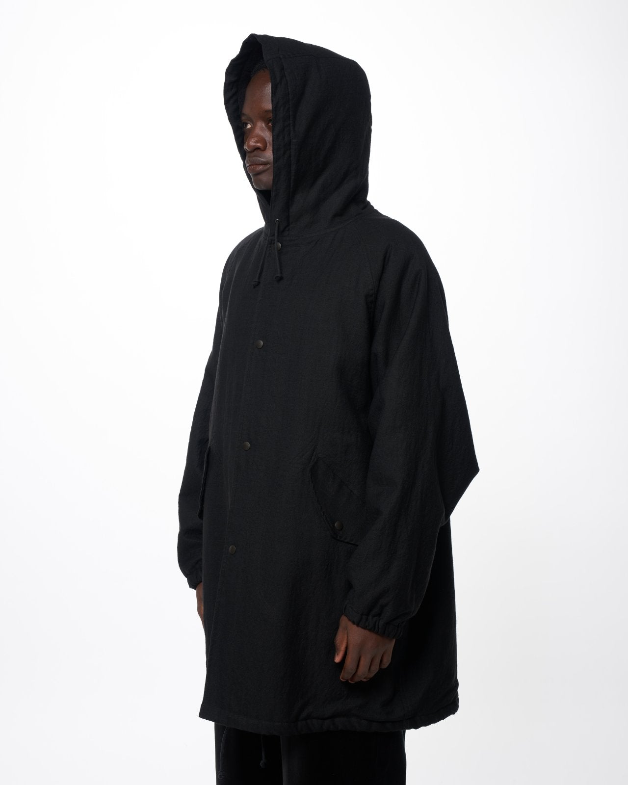 Wool/Linen Moleskin / Military Parka, Black