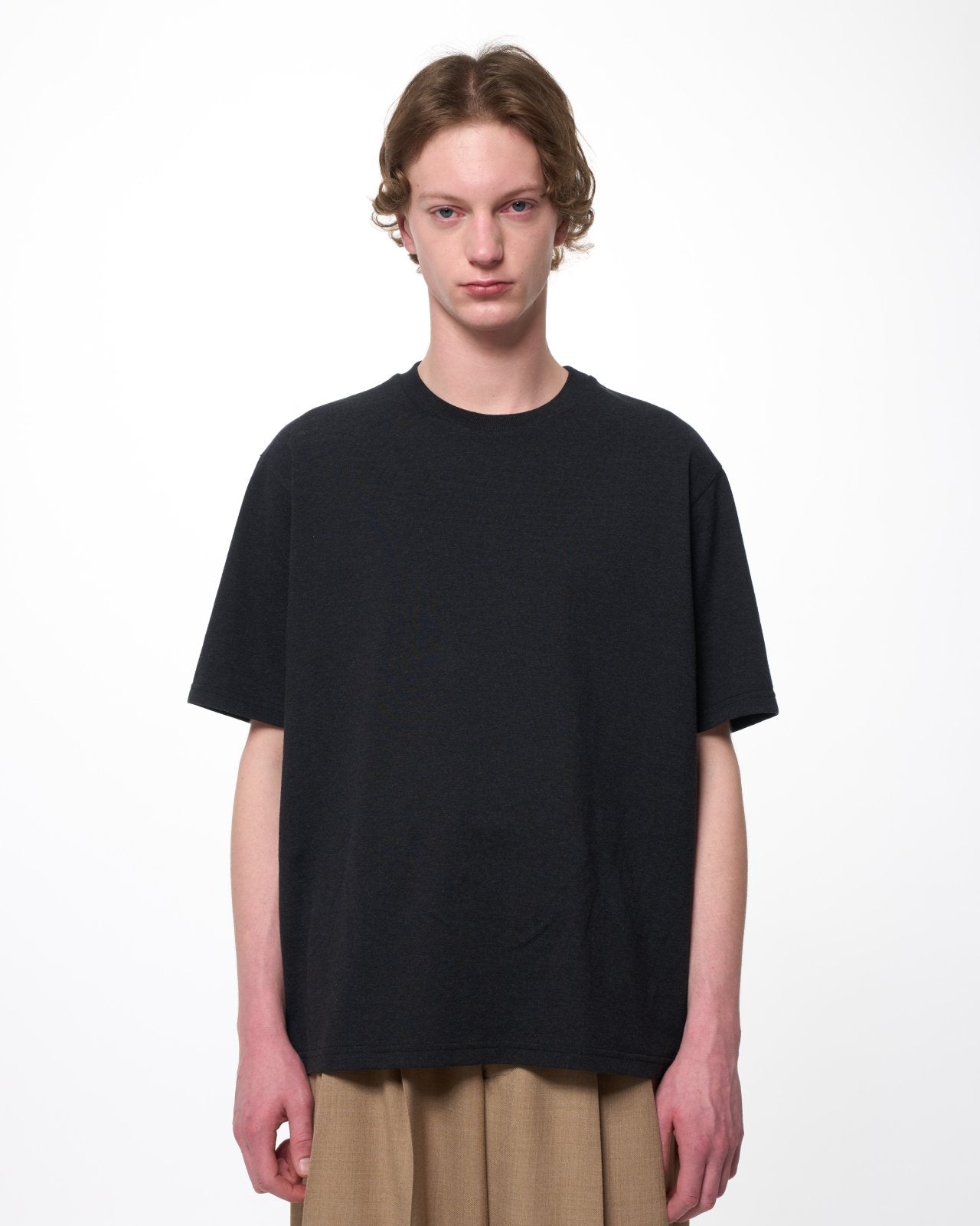 オーガニックコットン40/2天竺 / クルーネックS/S Tee, Heather Black
