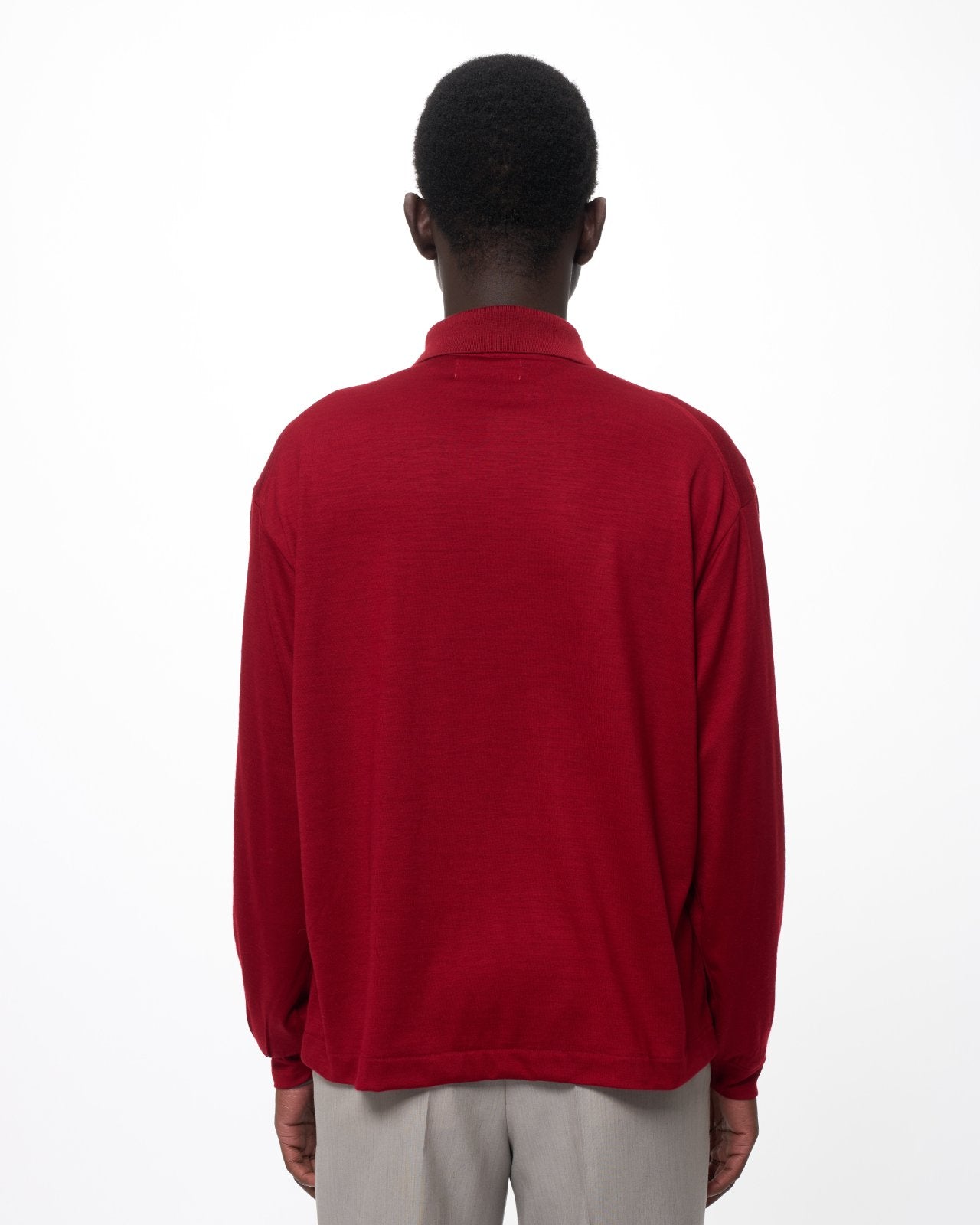 Super 100s Washable Wool Jersey / Shirt Cardigan, Red