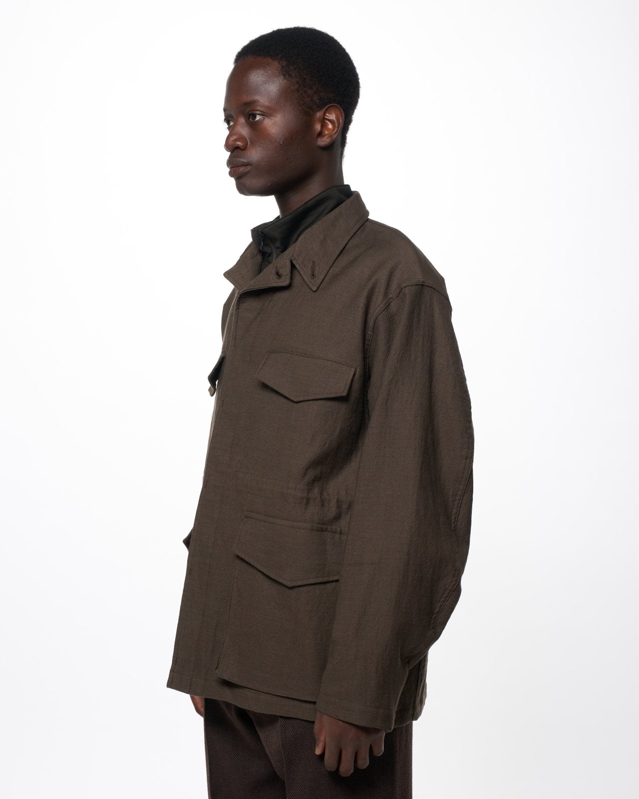 Wool/Linen Moleskin / Military Jacket, Olive
