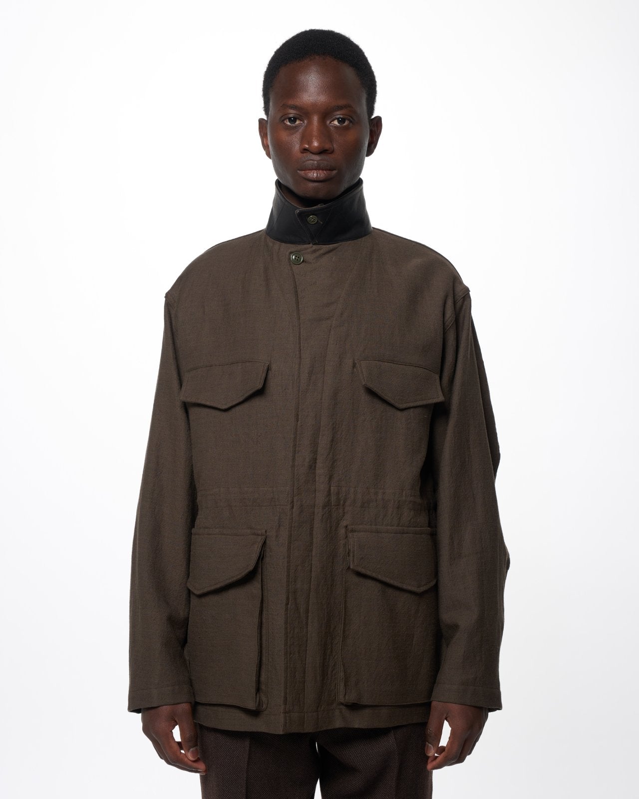 Wool/Linen Moleskin / Military Jacket, Olive