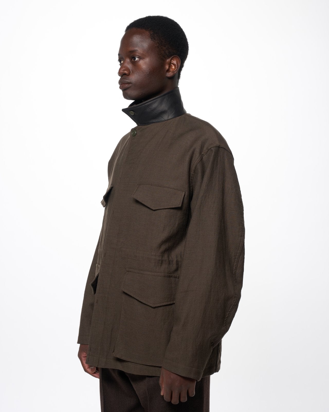 Wool/Linen Moleskin / Military Jacket, Olive