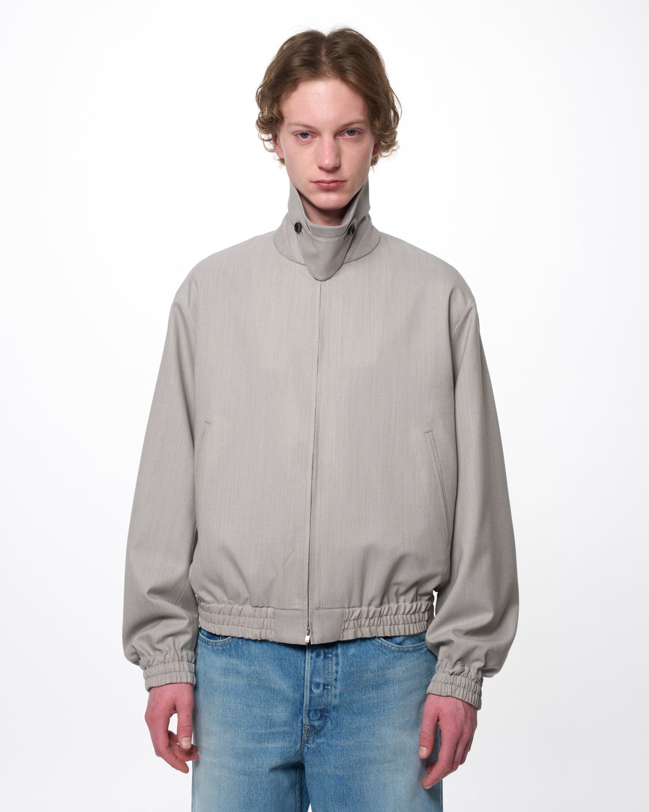 2/60 Wool Tropical Melange / Zip Blouson, Light Gray
